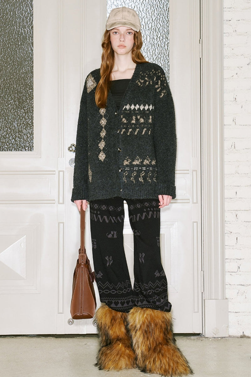 Argyle Pattern Cardigan