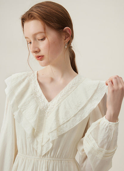 Ruffle Lace Cotton Dress
