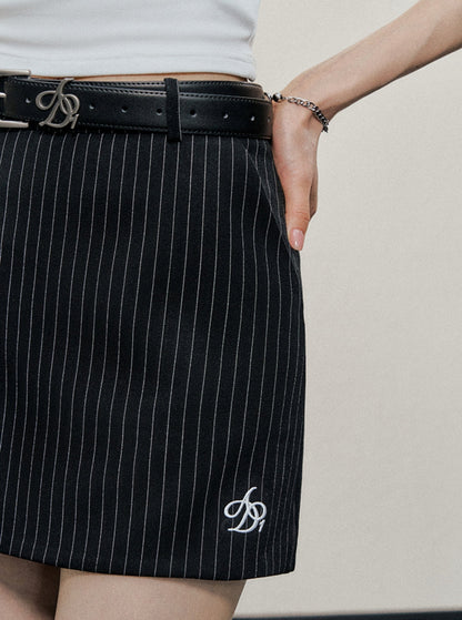 Pinstripe Mini Skort - Classic Business Skirt-shorts Combo