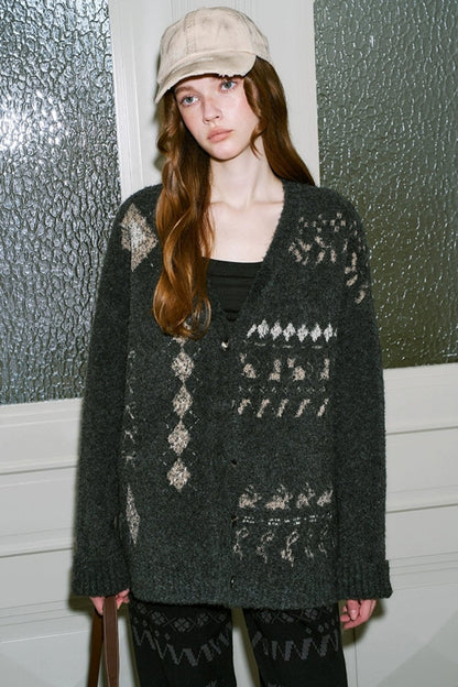 Argyle Pattern Cardigan