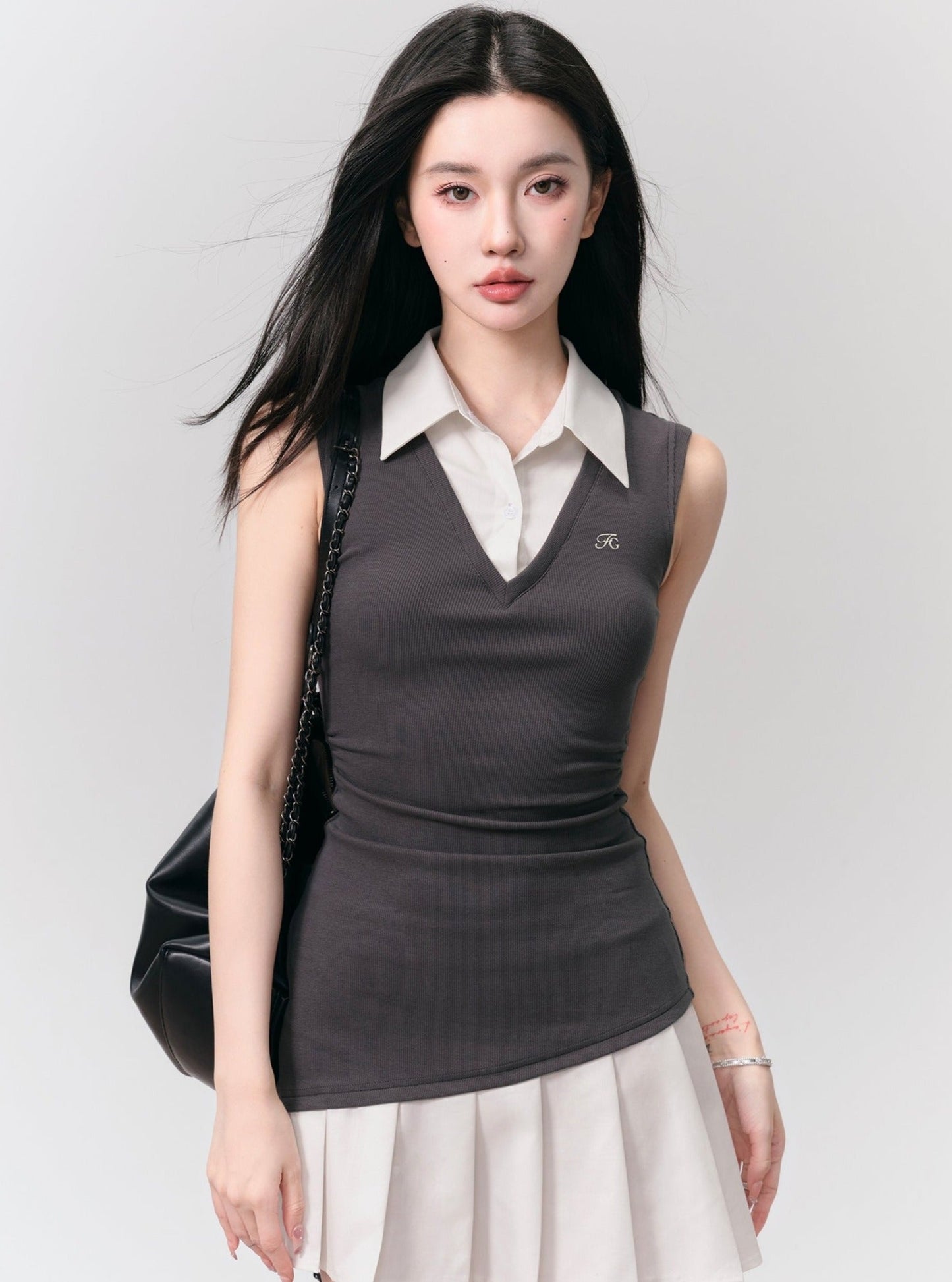 Contrast Collared Mini Dress Duo