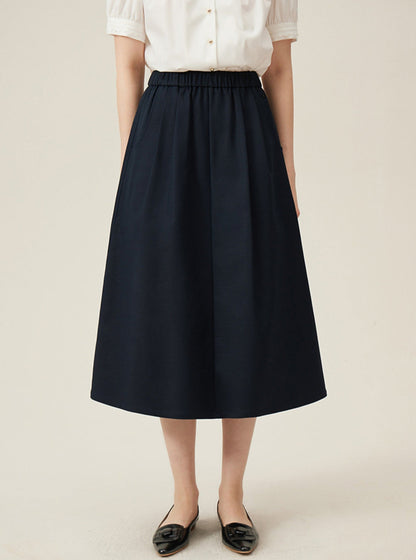 Preppy Elastic Midi Skirt - White A-line Tennis Skirt