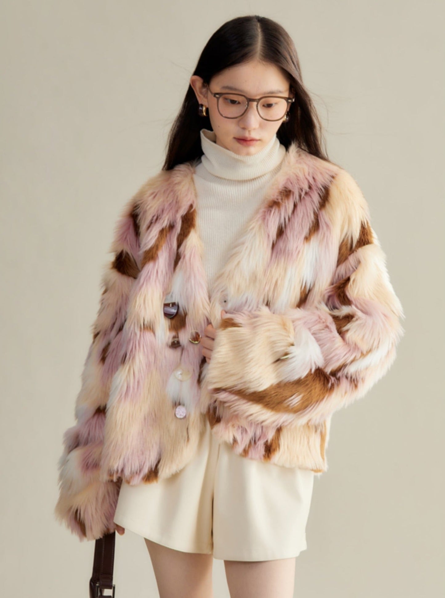 Multi-colored Faux Fur Statement Coat