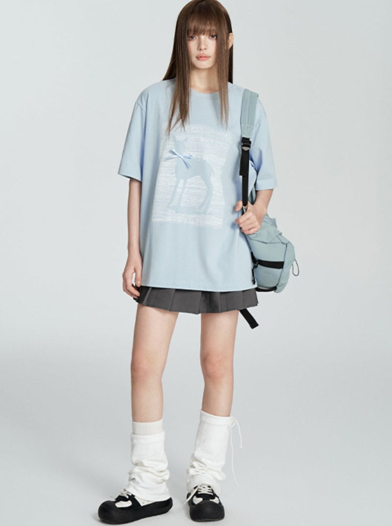 Short Sleeve T-shirt With Ribbon Bow