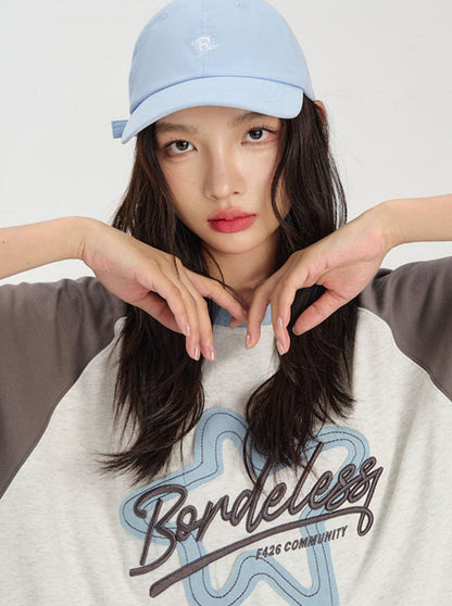 Contrast T-shirt With Star Raw Edge