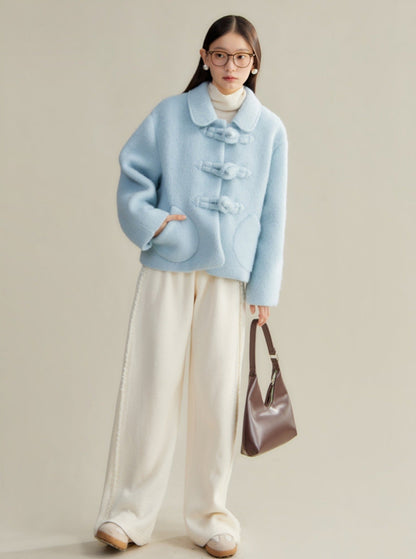 Sweet Pastel Blue Wool Coat
