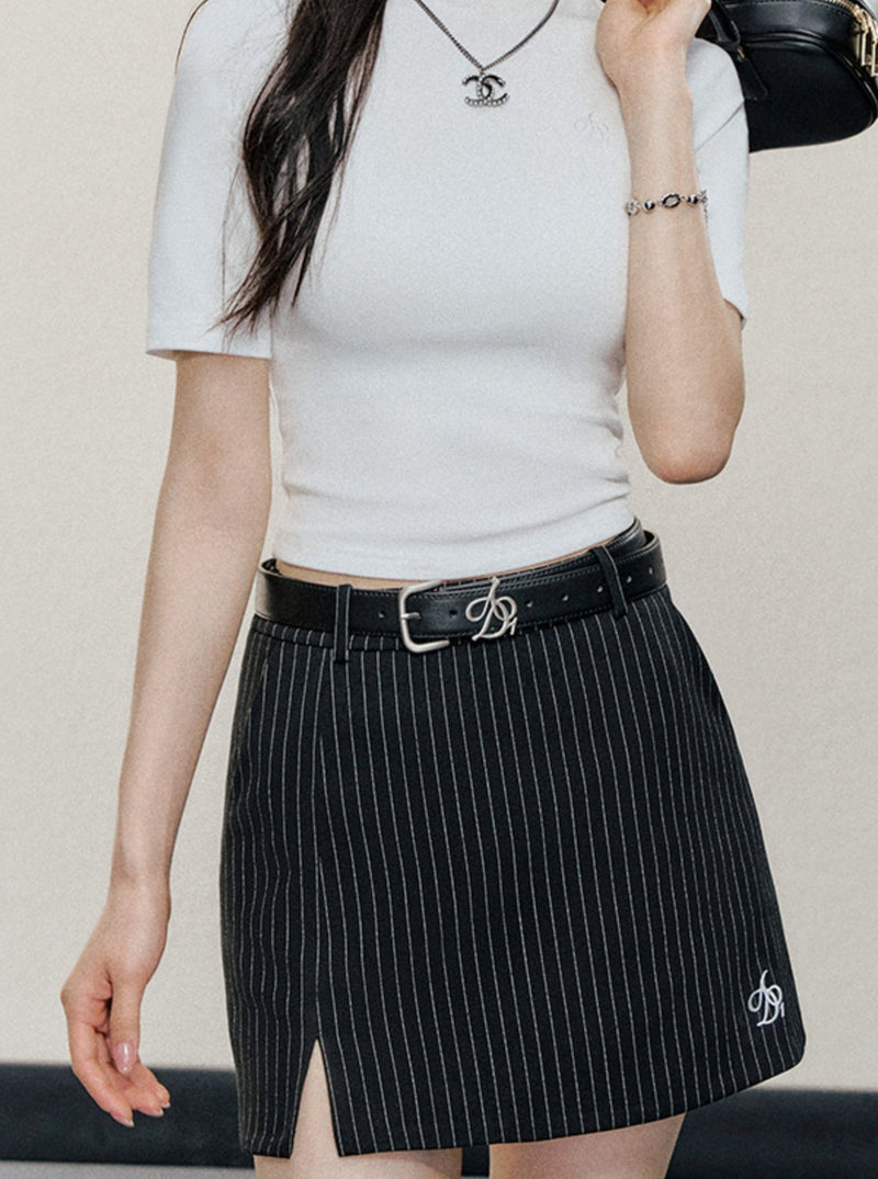 Pinstripe Mini Skort - Classic Business Skirt-shorts Combo
