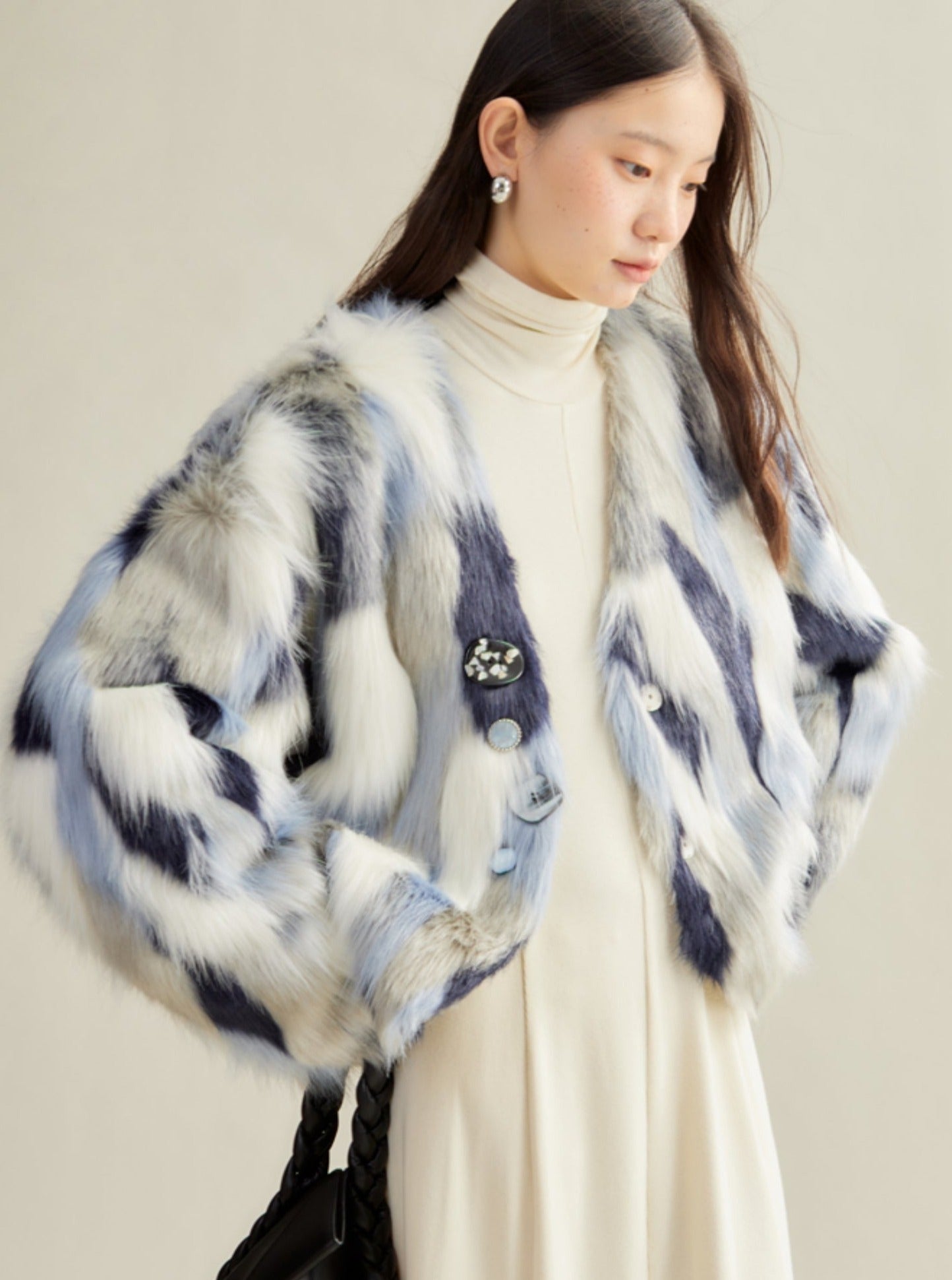 Multi-colored Faux Fur Statement Coat