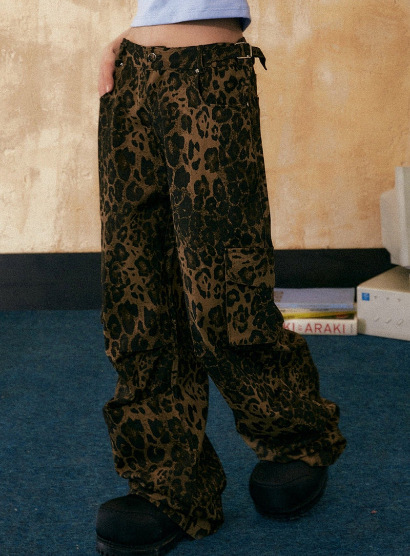 American Retro Leopard Print Pants