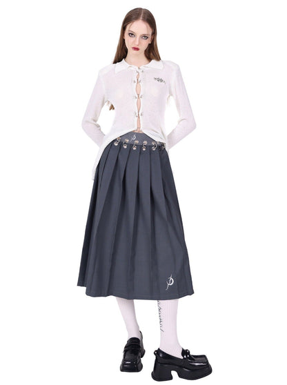 Pinkspink Gothic Tiered Pleated Skirt - Charcoal Gray
