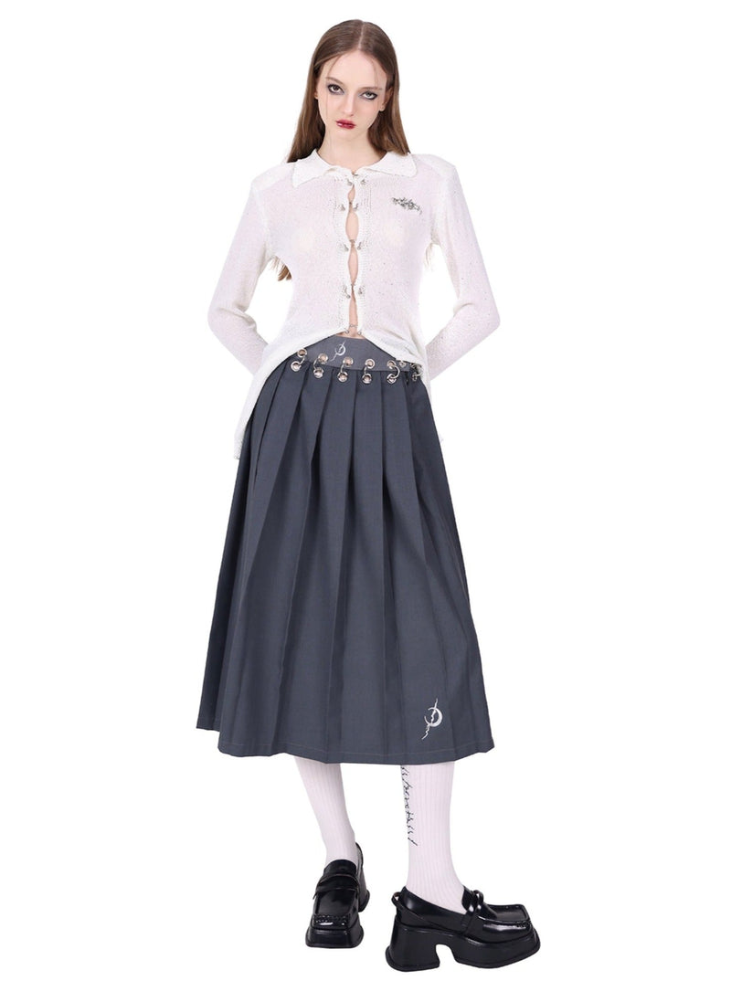 Pinkspink Gothic Tiered Pleated Skirt - Charcoal Gray