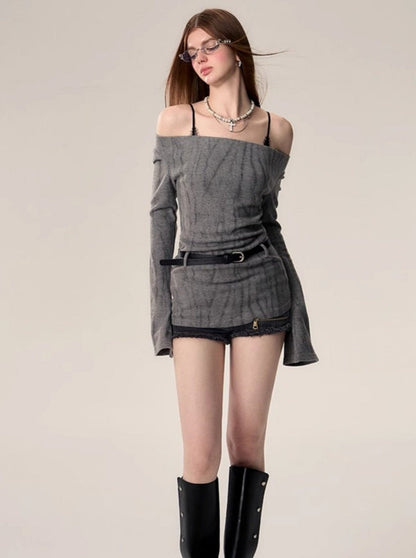 Neck Bell Sleeve Midi T-shirt