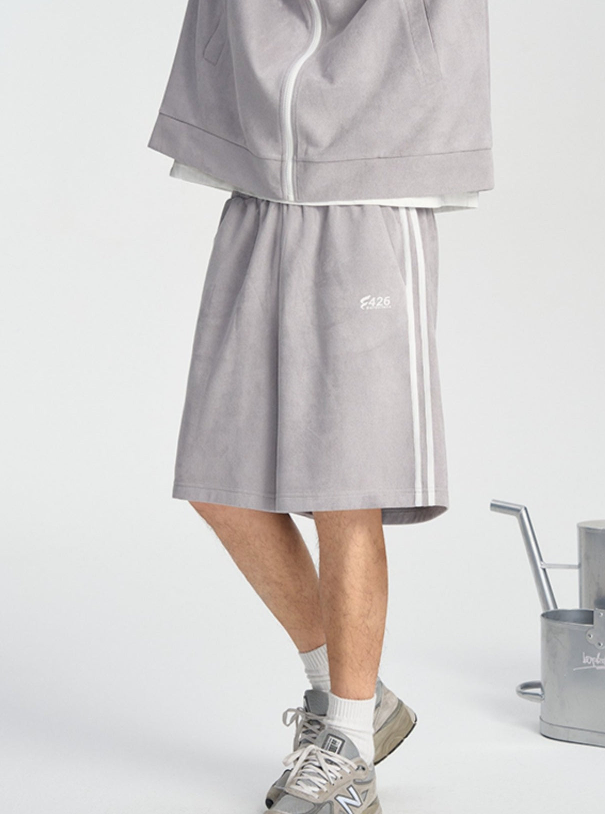 Faux Suede Track Short Pants