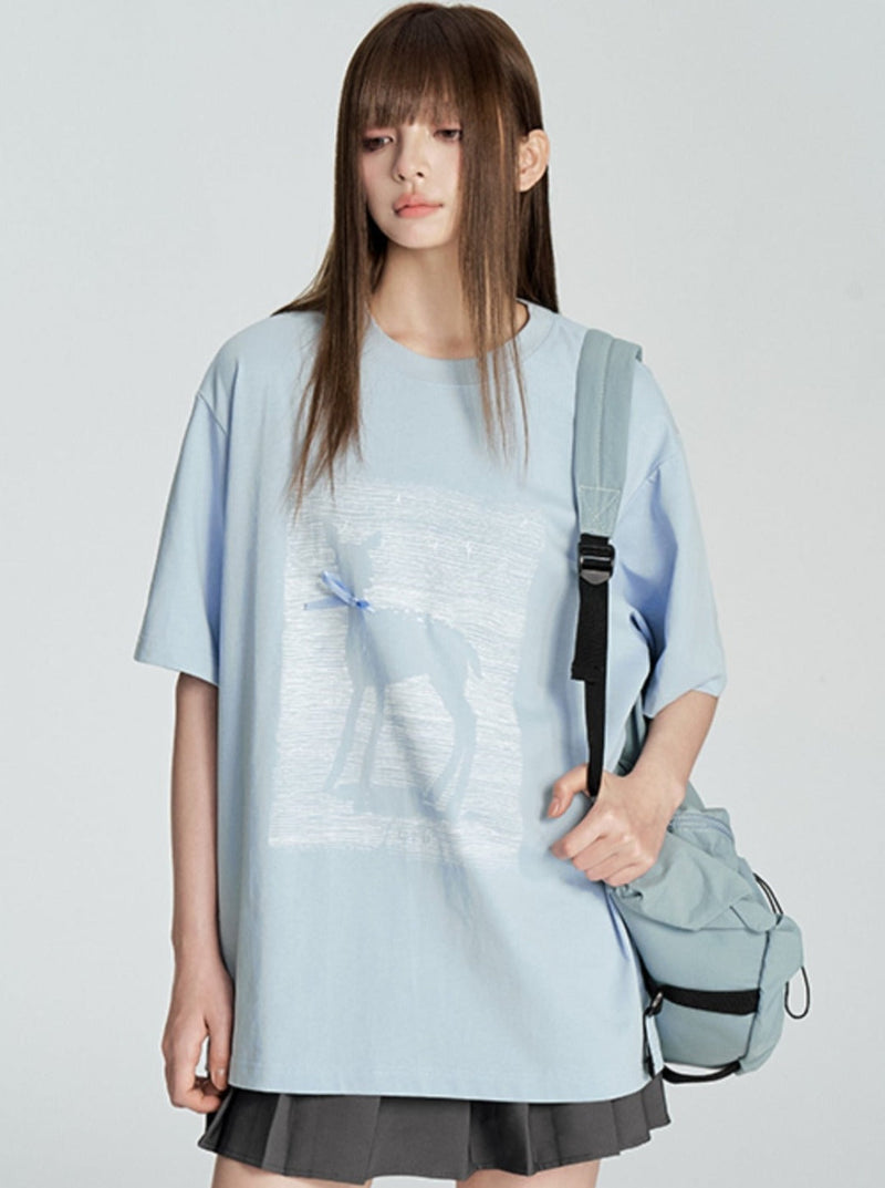 Short Sleeve T-shirt With Ribbon Bow
