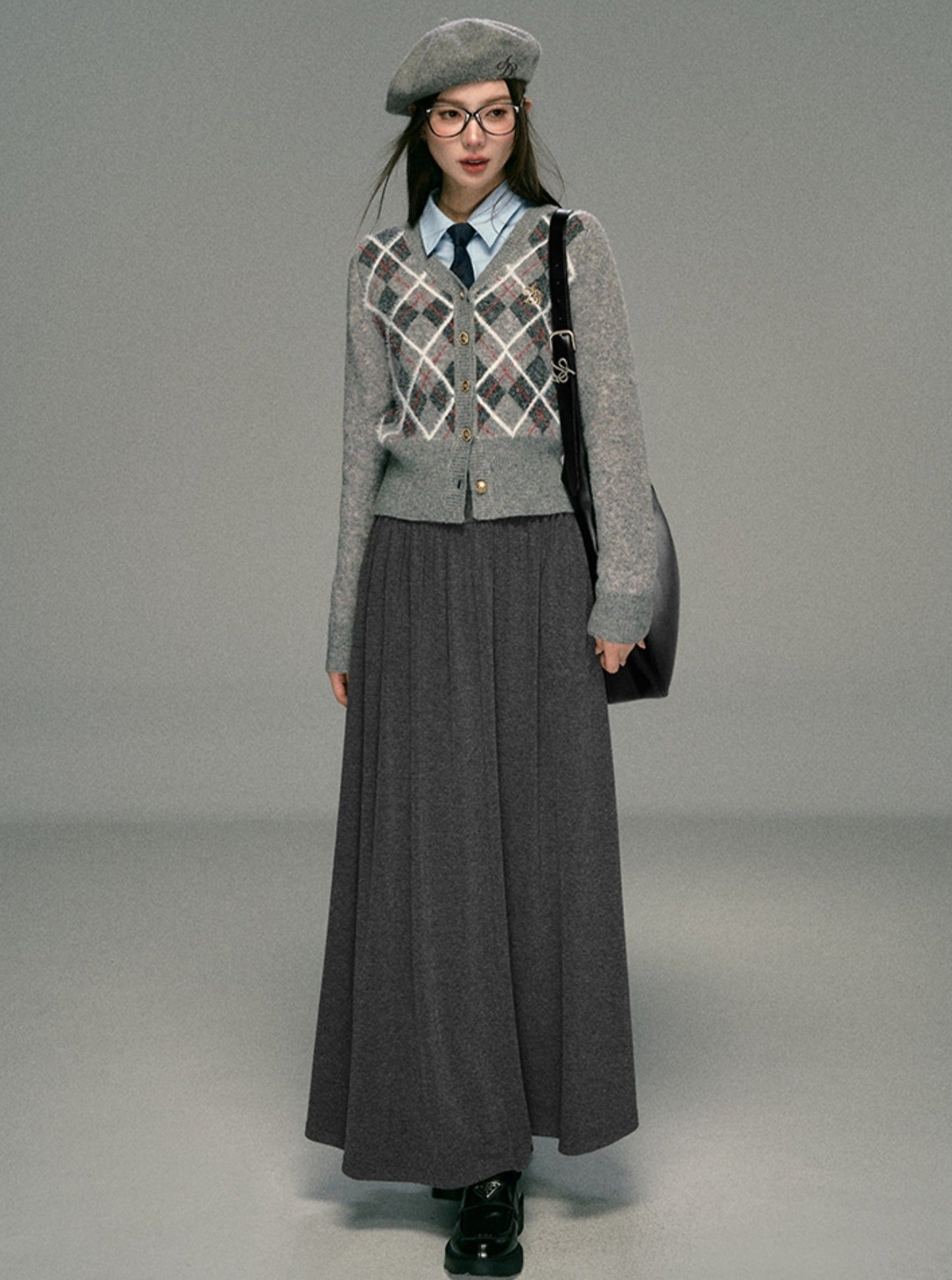 Cozy Argyle Cardigan: -inspired Cropped Sweater