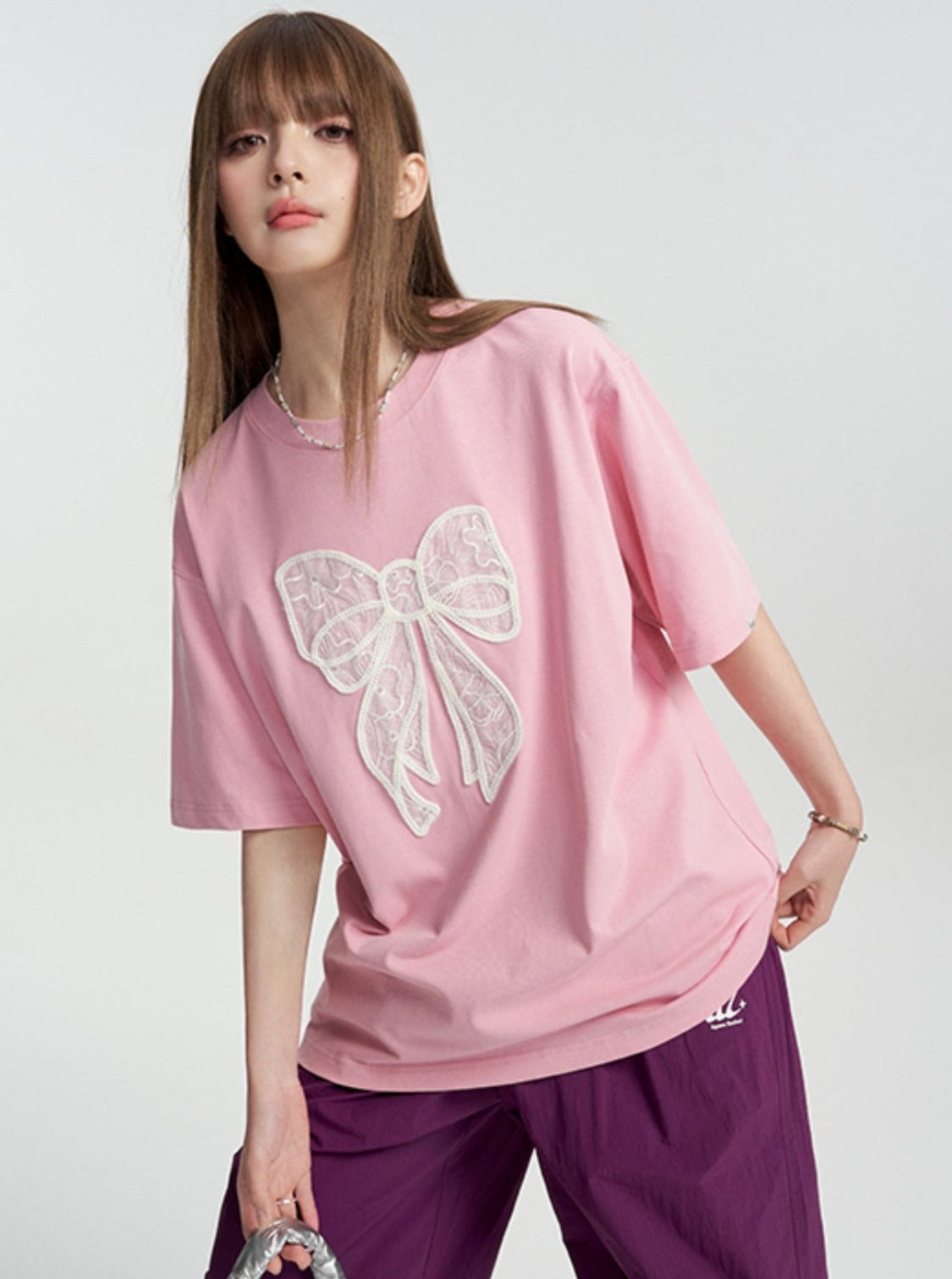 T-shirt With Lace Bow Detail