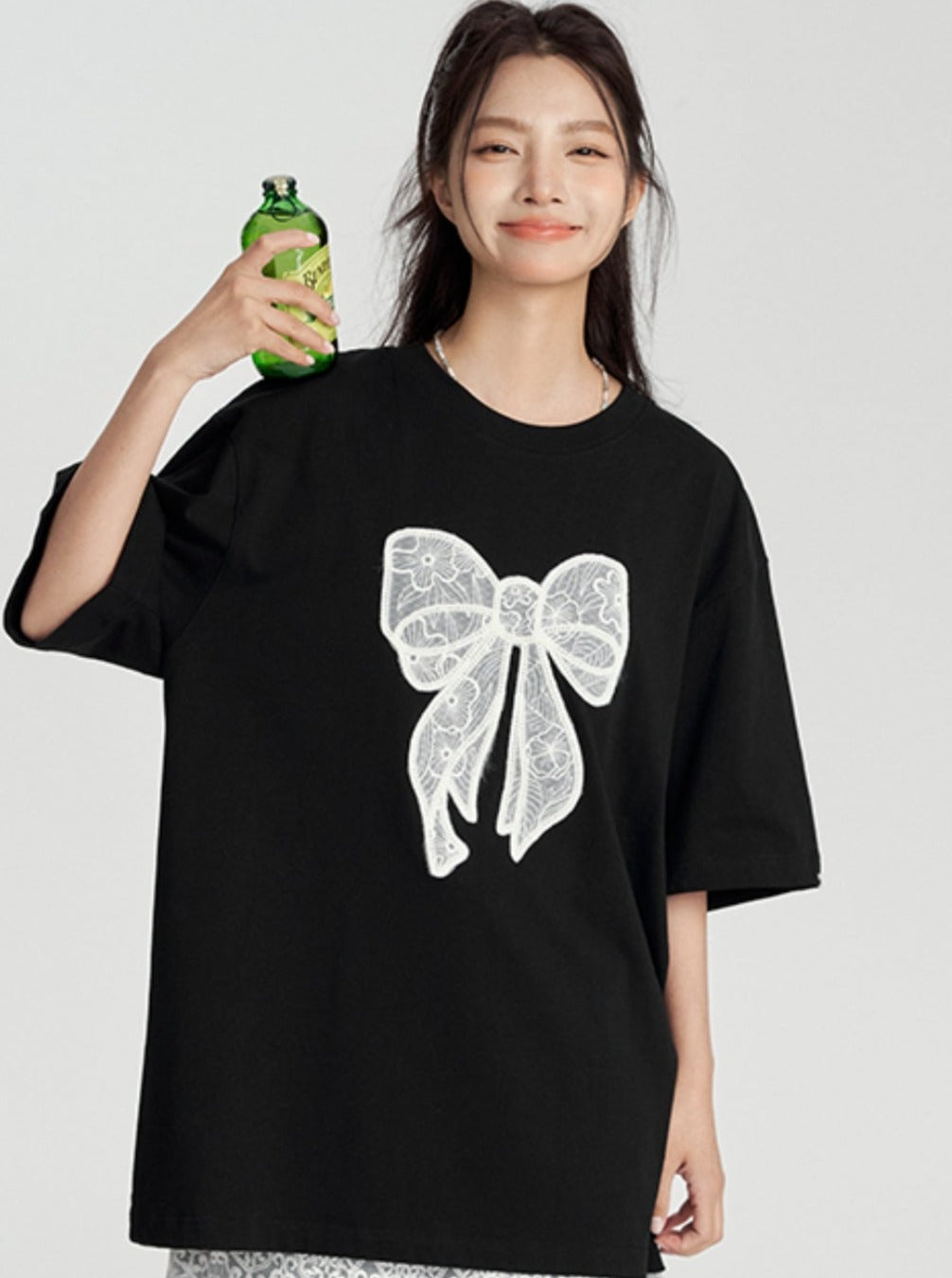 T-shirt With Lace Bow Detail