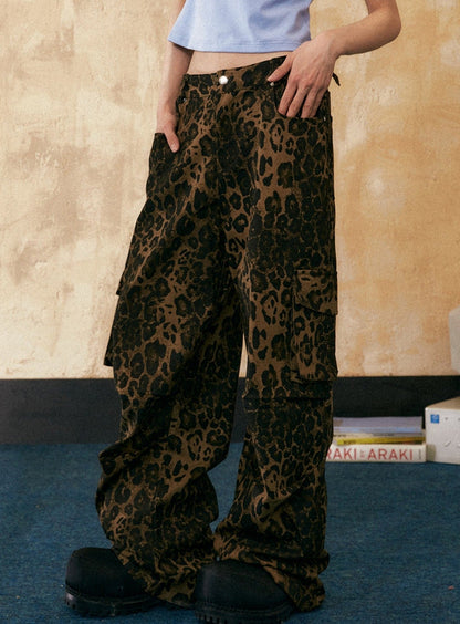 American Retro Leopard Print Pants