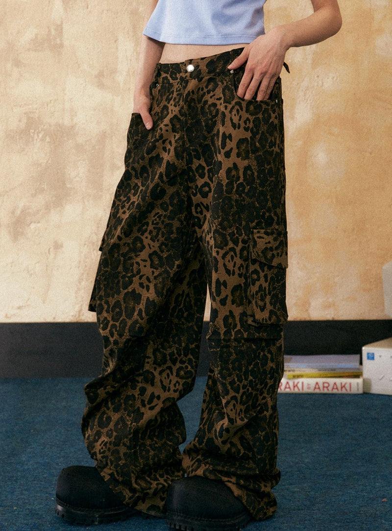 American Retro Leopard Print Pants
