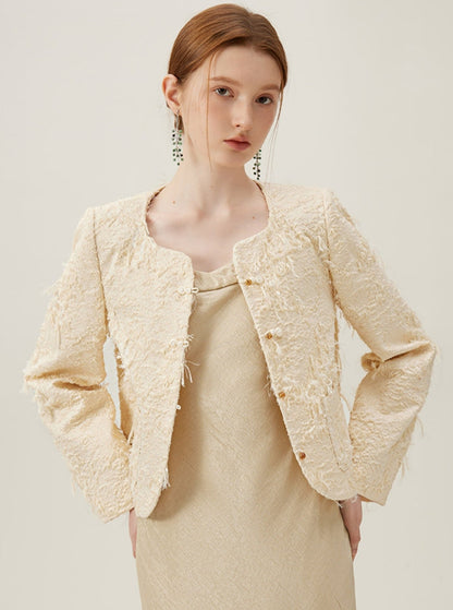 Boucle Pearl Button Coat