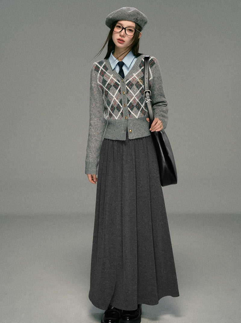 Cozy Argyle Cardigan: -inspired Cropped Sweater
