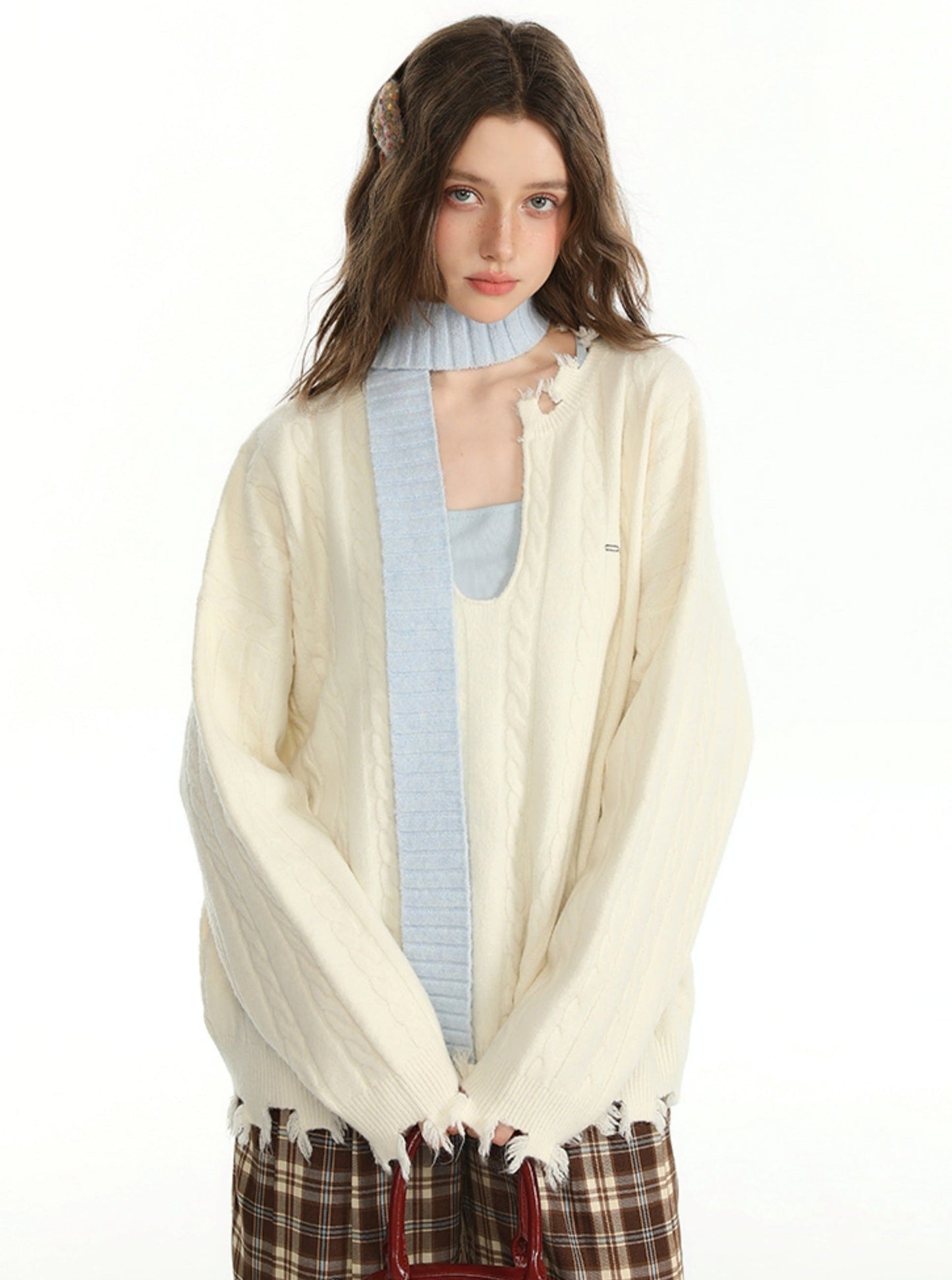 Autumn Color Sweater and Inner Vest Set