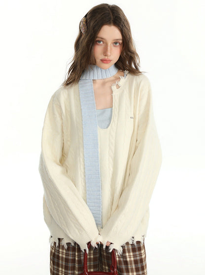 Autumn Color Sweater and Inner Vest Set