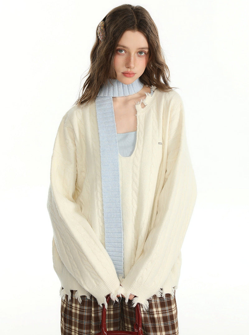Autumn Color Sweater and Inner Vest Set