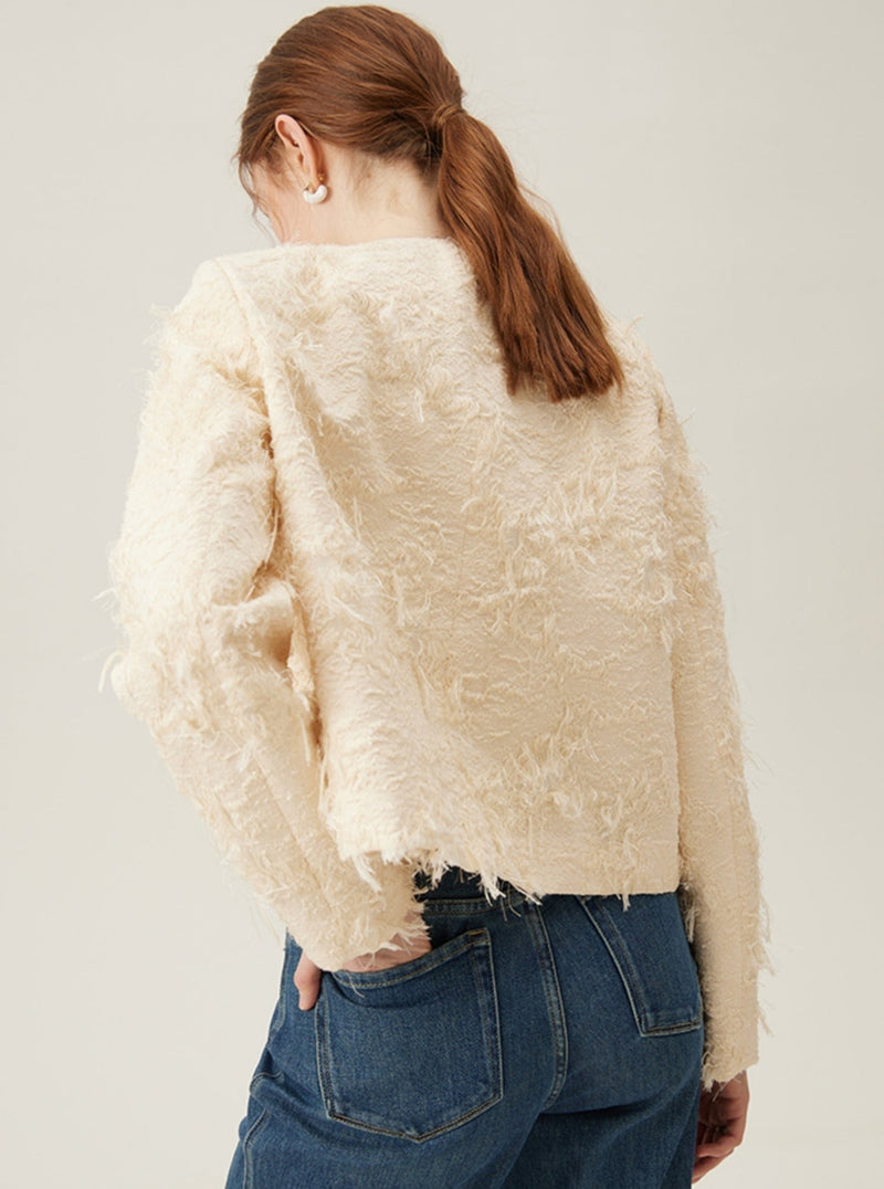 Boucle Pearl Button Coat