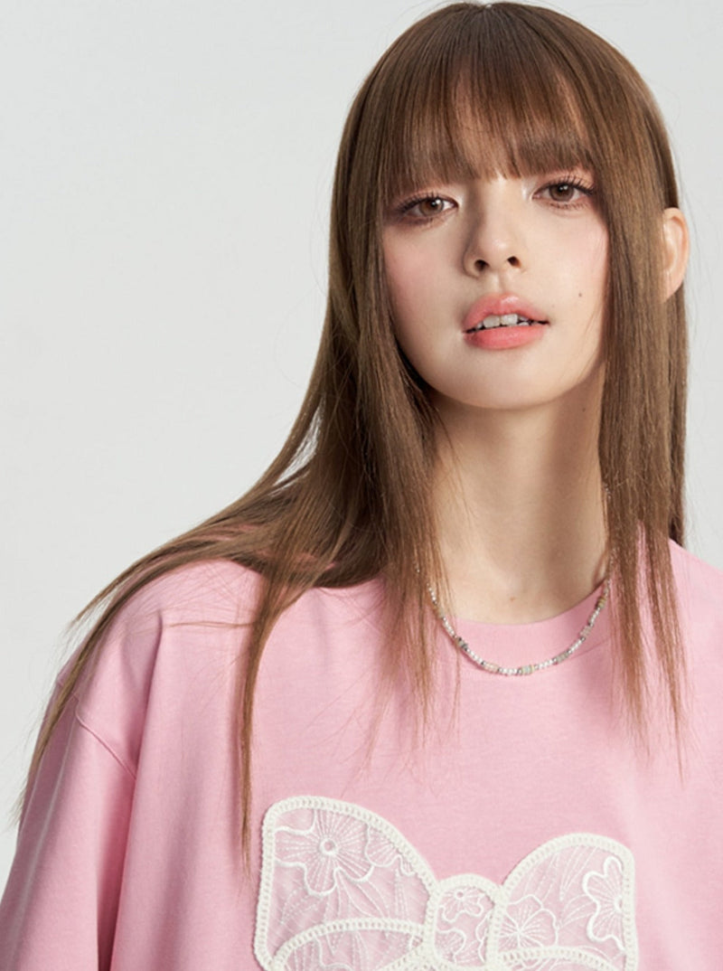T-shirt With Lace Bow Detail