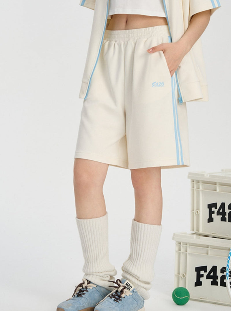 Faux Suede Track Short Pants