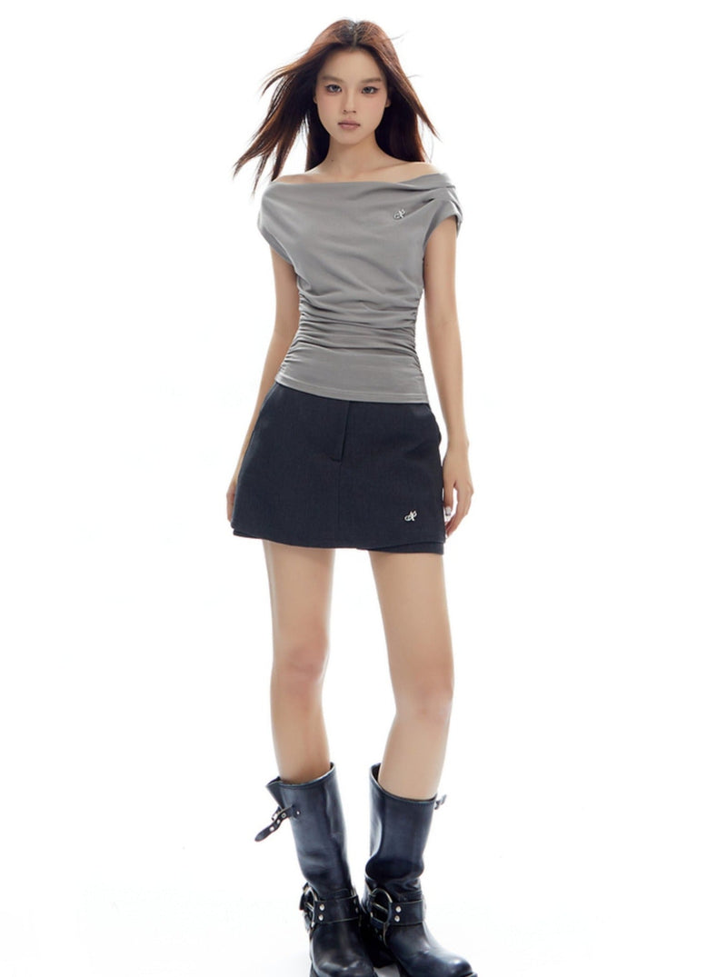 Tailored Mini Skort in Charcoal Grey