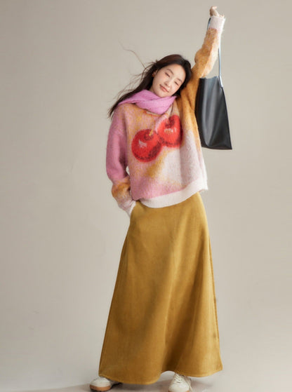 Cherry Sweet Mohair-textured Sweater