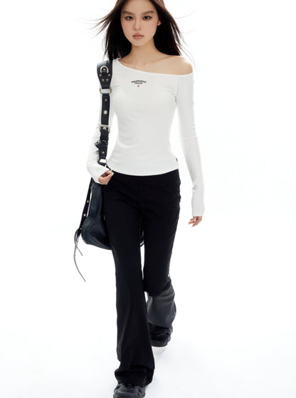 Black High-waisted Flared Pants