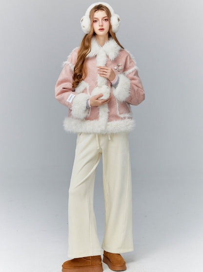Wide-leg Drawstring Lounge Pants in Black and Cream