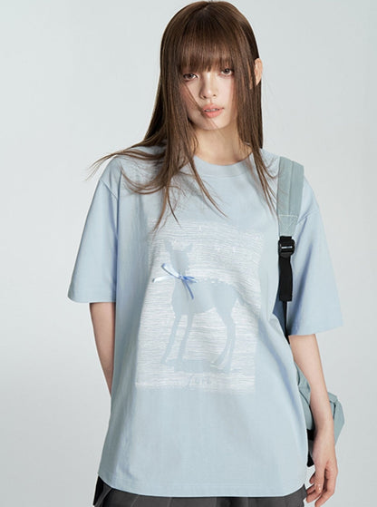 Short Sleeve T-shirt With Ribbon Bow