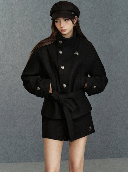 Asymmetric Belted Coat