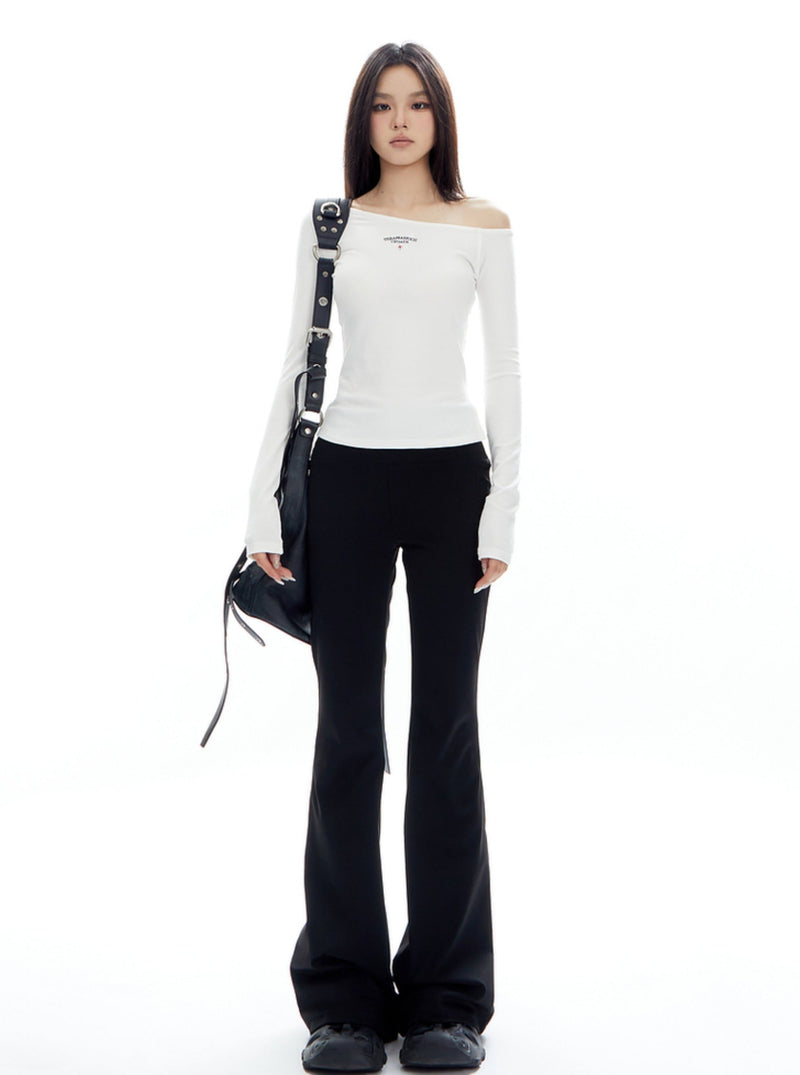 Black High-waisted Flared Pants