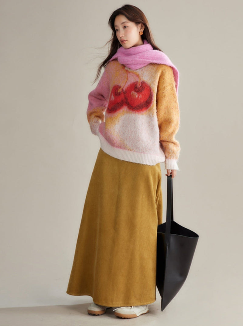 Cherry Sweet Mohair-textured Sweater