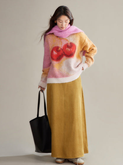 Cherry Sweet Mohair-textured Sweater