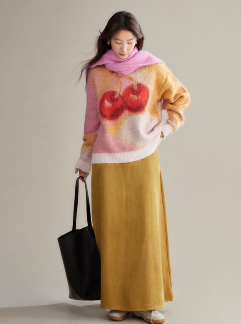 Cherry Sweet Mohair-textured Sweater