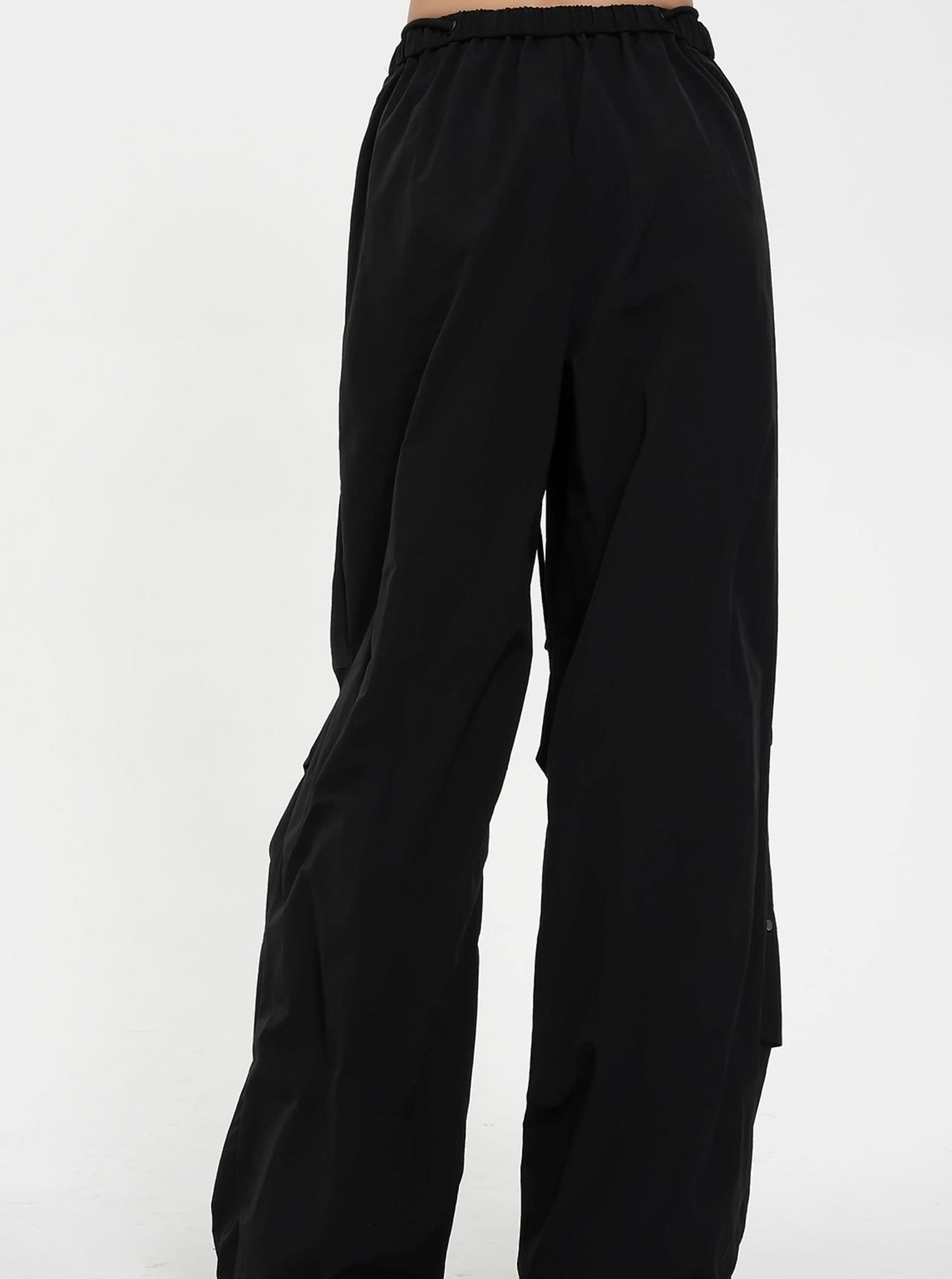High-waisted Wide Leg Trousers - Black Pleated Front Palazzo Pants