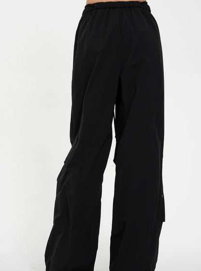 High-waisted Wide Leg Trousers - Black Pleated Front Palazzo Pants