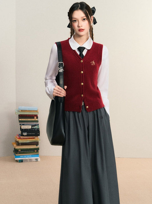 Classic Sweater Vest - Button-front Knit Sleeveless Cardigan