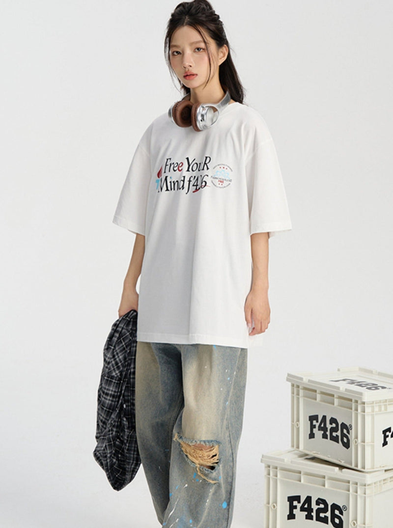 Slogan Print T-shirt in Relaxed Fit