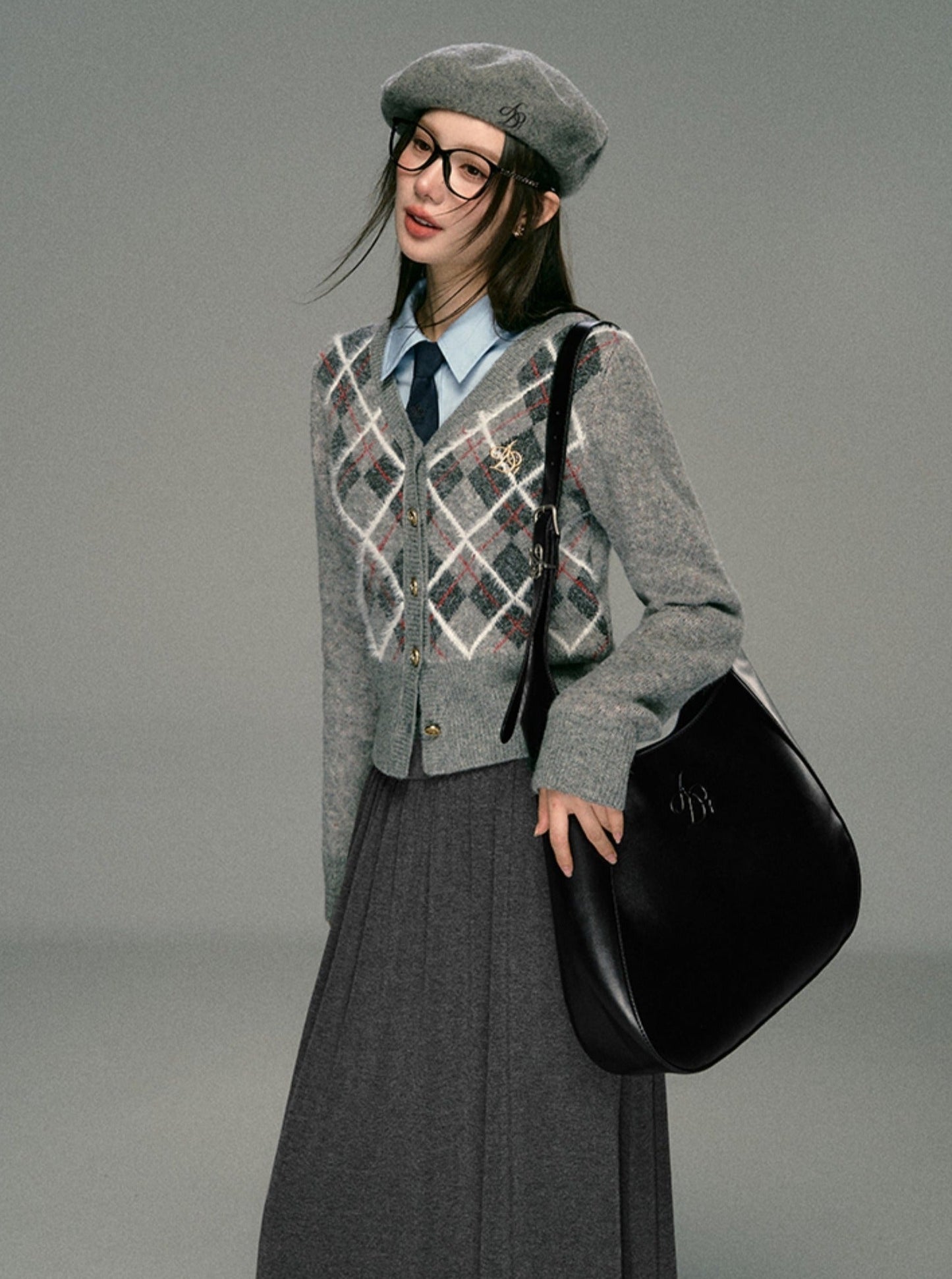 Cozy Argyle Cardigan: -inspired Cropped Sweater