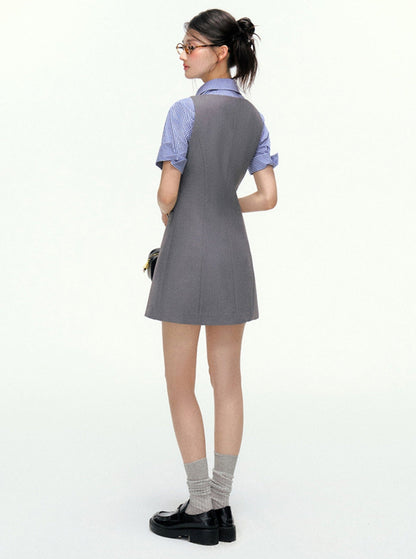 Sleeveless A-line Mini Dress - Sporty Pocket Detail Tank Tunic