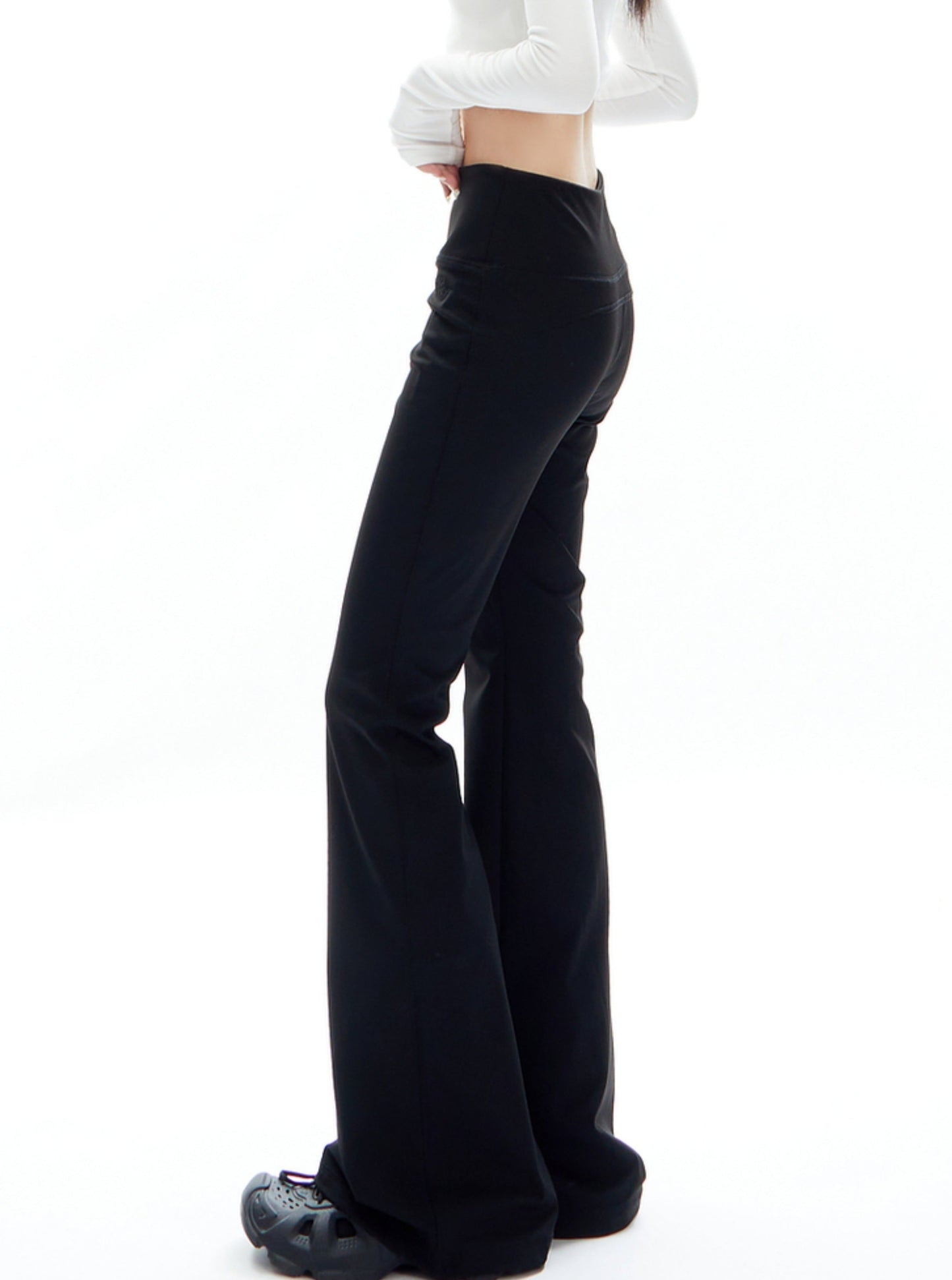 Black High-waisted Flared Pants