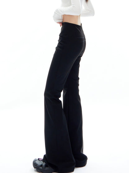 Black High-waisted Flared Pants