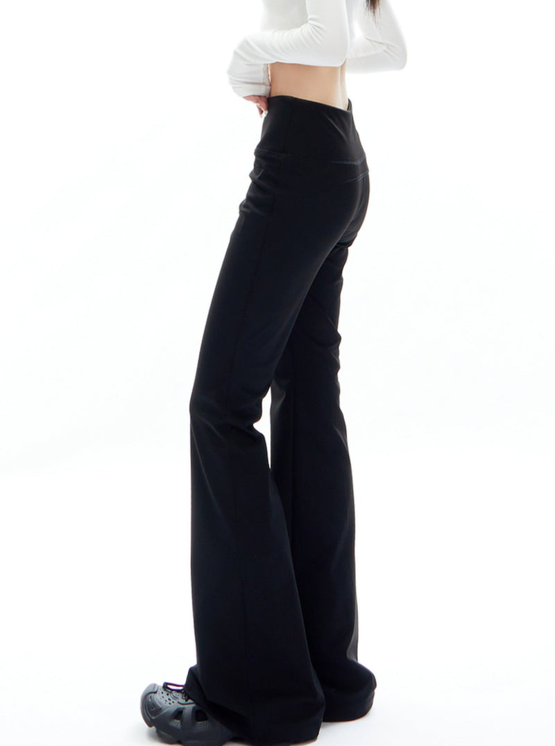 Black High-waisted Flared Pants